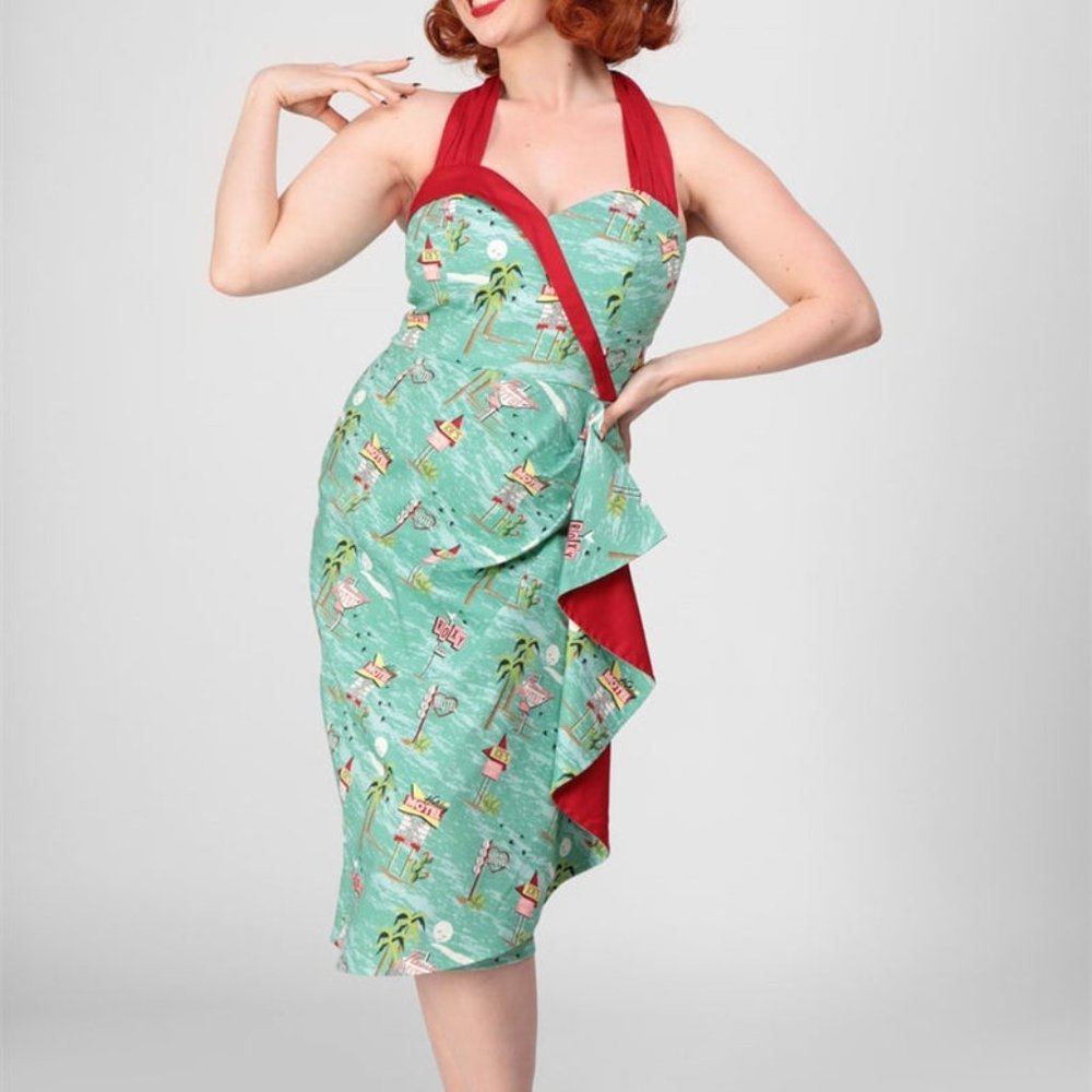Lorna Retro Vintage Style Motel Pencil Dress by Collectif